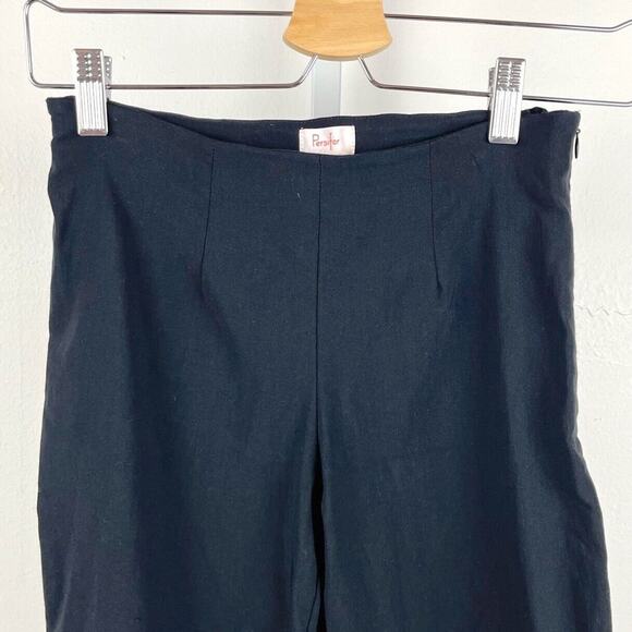 PERSIFOR 2 Flat Front Side Zip Pants Slim Leg Cropped Slit Hem Stretch USA Black - Picture 4 of 6